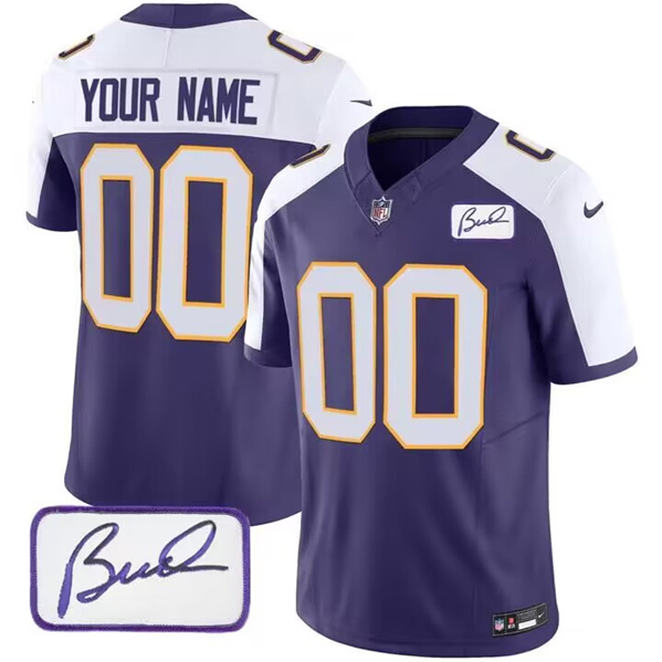 Men's Minnesota Vikings Customized Purple White 2023 F.U.S.E. Bud Grant patch Limited Stitched Football Jersey Men's Minnesota Vikings Customized Purple White 2023 F.U.S.E. Bud Grant patch Limited Stitched Football Jersey